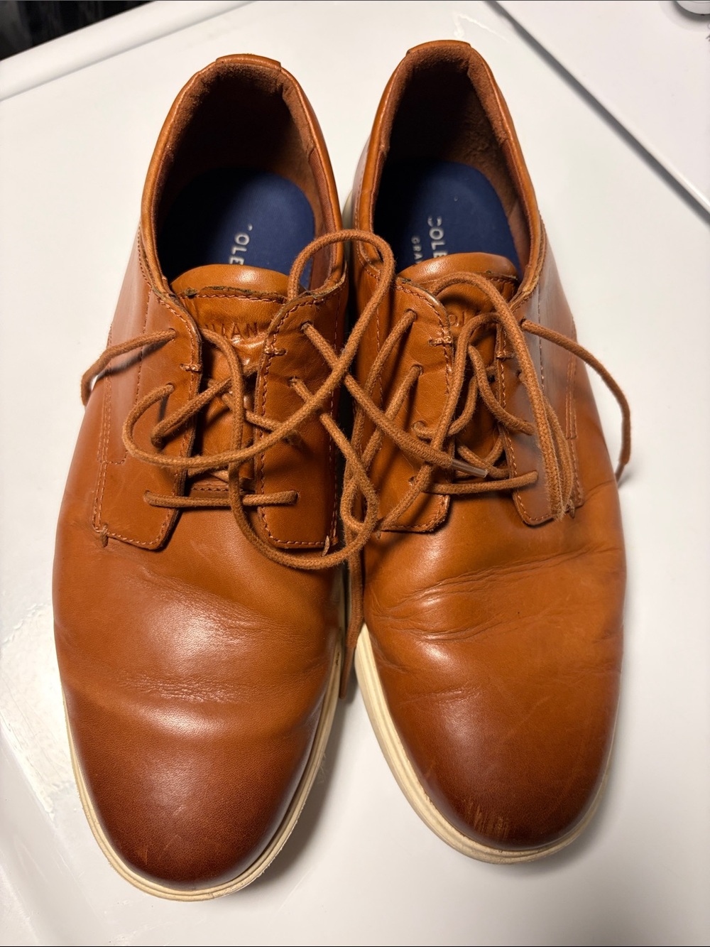 Cole Haan Men's Tan Leather Derby Oxfords